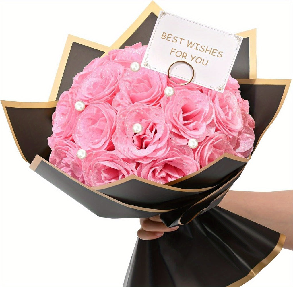 Artificial Flash Rose Bouquet 24/36 Pcs ¨C Simulation Shiny Fake Roses for Wedding, Engagement, Anniversary & Holiday Decorations, Multiple Colors