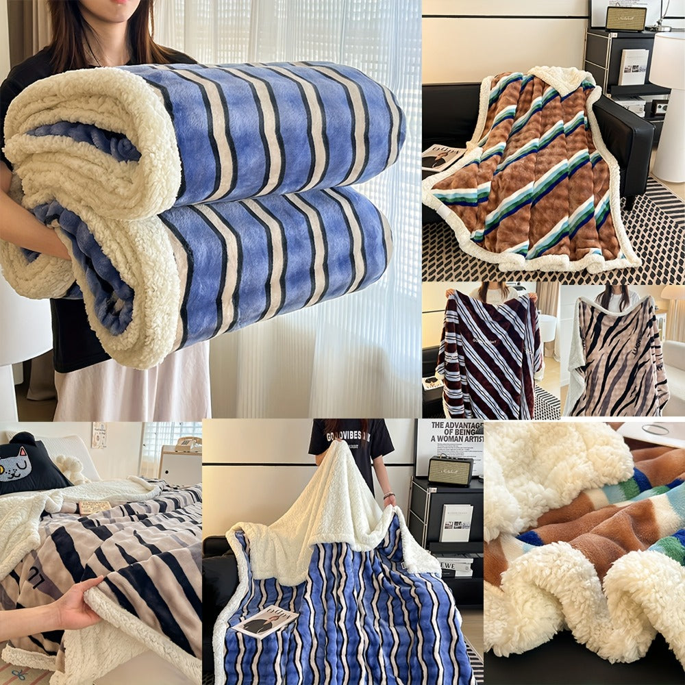 400-450gsm Heavyweight Flannel Blanket ¨C Thick Warm Woven Throw for Bed, Sofa & Bedroom, Machine Washable, 16 Patterns, 4 Sizes
