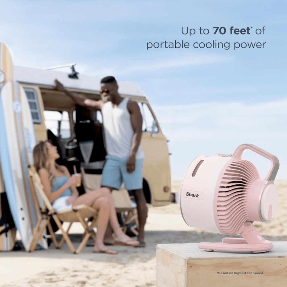 Shark FlexBreeze HydroGo Pro Portable Misting Fan - Indoor Outdoor Evaporative Mist, 5 Speeds + BreezeBoost, Corded & Cordless, 29Hr Battery, 70ft Coverage, Oscillating, Sky Color - Refurbished