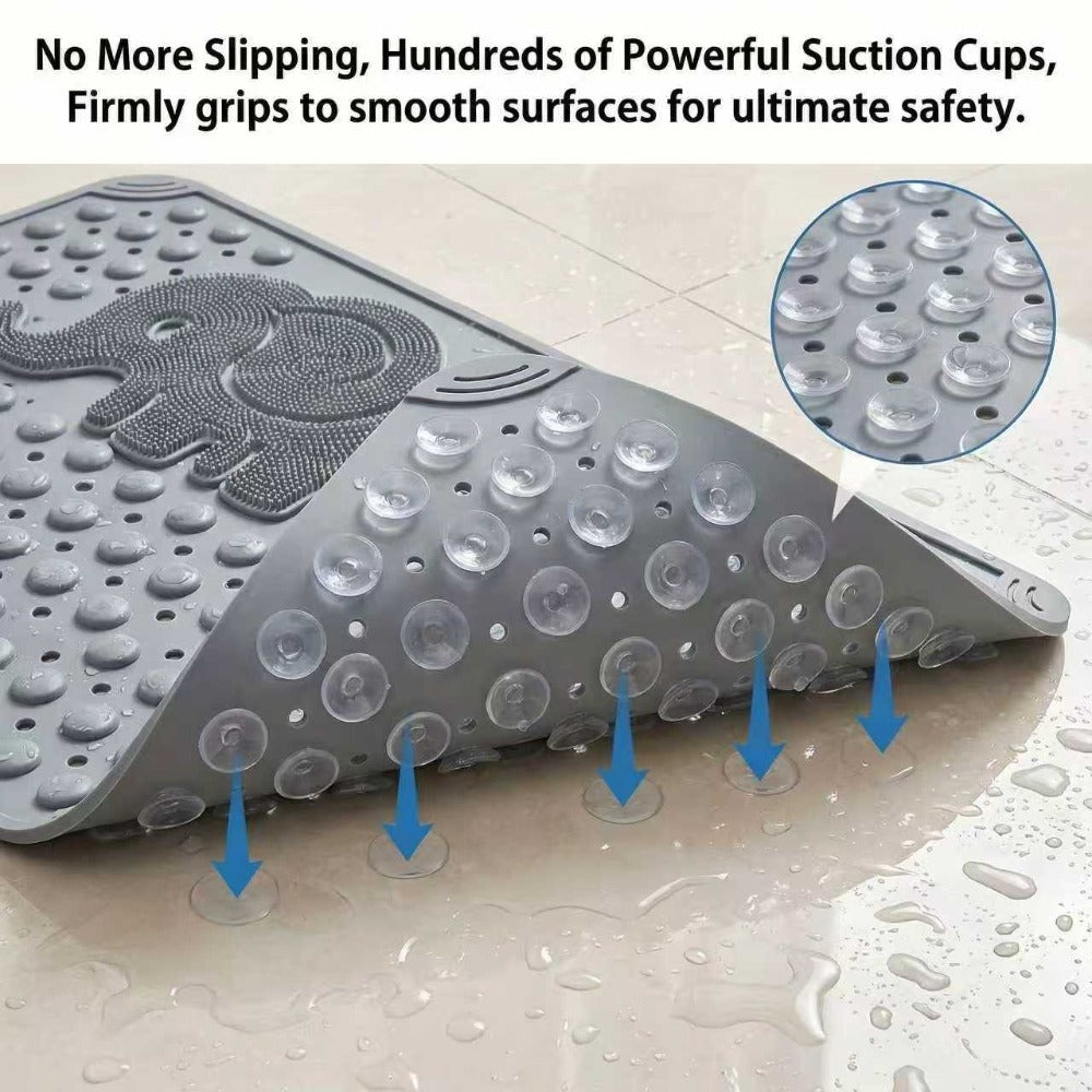 Non-Slip Bath Mat for Bathtub Shower with Suction Cups Extra Soft TPE Bathtub Mat Machine Washable Fast Draining Large 30x17 Inch Bathroom Mat for Tub