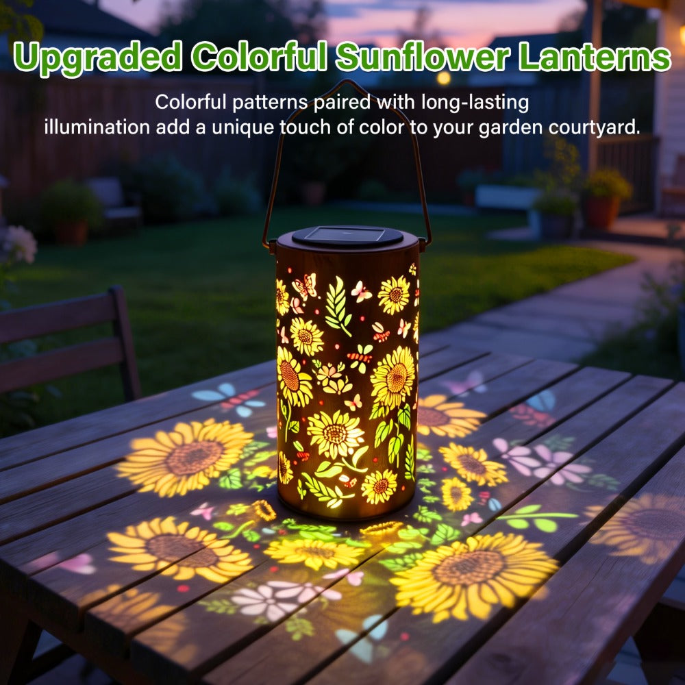 Solar Garden Lantern Outdoor IP65 Waterproof, Hummingbird Butterfly Sunflower Decorative Stake Light, Hand-Painted Solar Powered Yard Patio Porch Decor, Gift for Mom Grandma, Christmas Garden Decoration