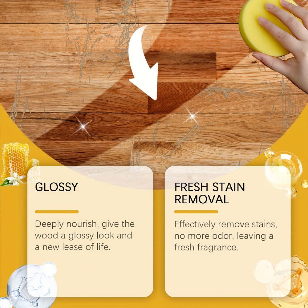 Wood Floor Beeswax Care Spray 4oz Hardwood Floor Cleaner Polish Scratch Repair 3-in-1 Aromatherapy Scent with Sponge and Towel for Hardwood Laminate Parquet