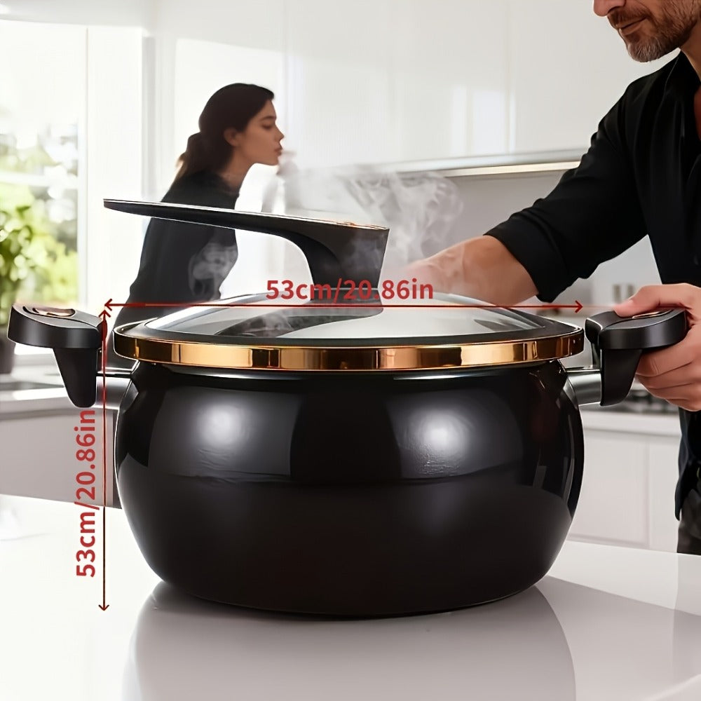 Non-Stick Soup Pot with Twist-Lock Handle | Large Capacity Stew Pot Compatible with Gas Stove Induction Cooker Open Fire | Multi-Function Cooking Pot for Home Restaurant Hotel