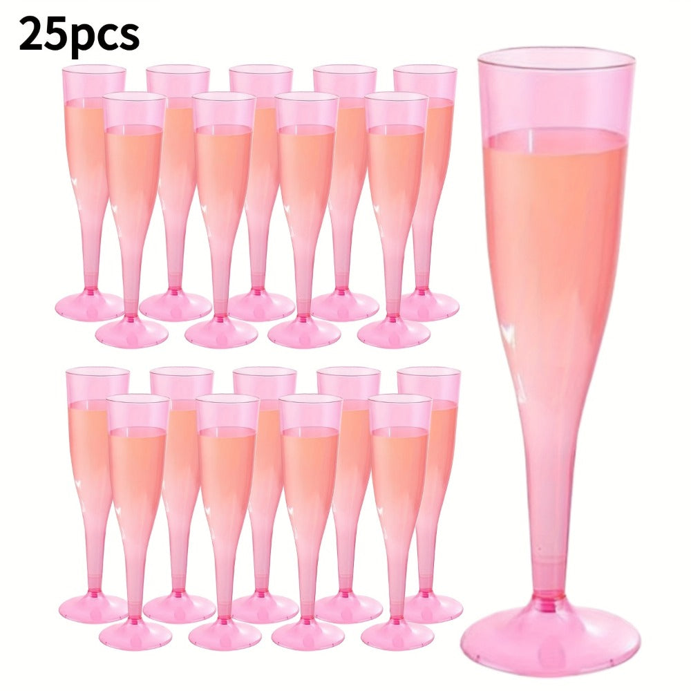 Pink Plastic Champagne Glasses Disposable 25 50 Pack ¨C BPA-Free PS Mimosa Cups Pink Plastic Wine Glasses for Wedding Bridal Shower Cocktail Party Outdoor Events