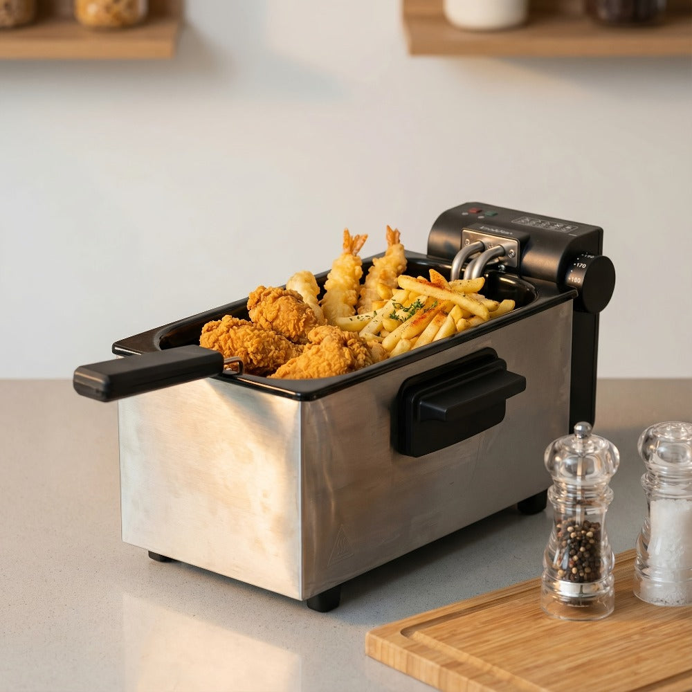Deep Fryer Stainless Steel Large Capacity with Adjustable Temperature Control - 304 Stainless Steel Oil Fryer with Viewing Lid Cool-Touch Handles Easy Clean Basket, 5 Size Options 1.5L to 6L for Home Kitchen