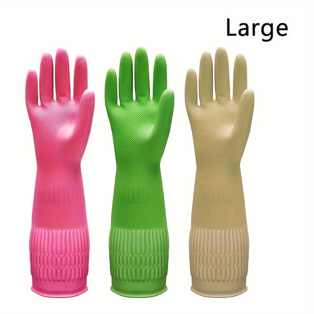 Premium Cleaning Gloves 3 Pair Waterproof Slip-Resistant Kitchen Dishwashing Laundry Gloves Heavy Duty Reusable