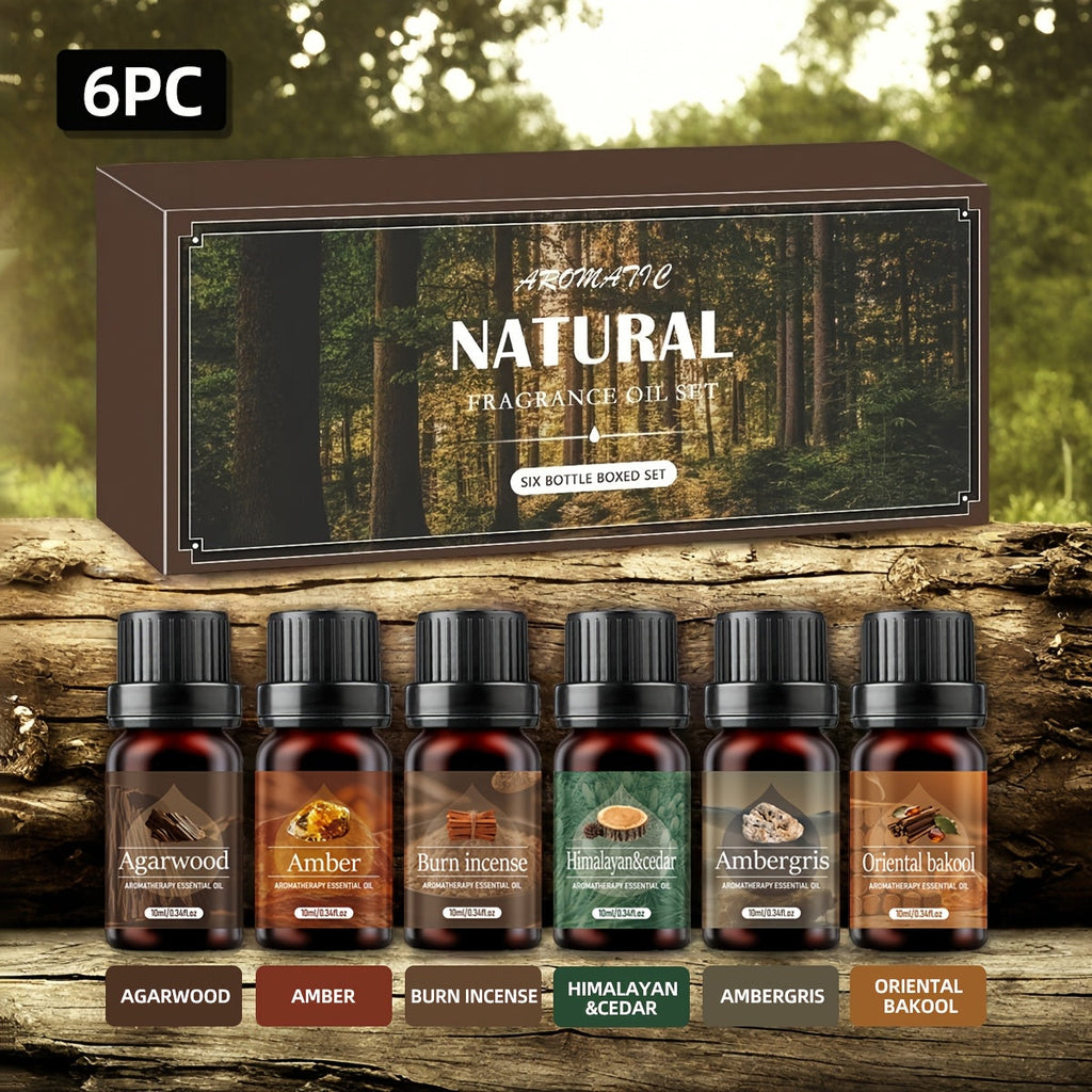 Agarwood Essential Oil Set 6pcs ¨C Luxury Woody Fragrance Blend for Diffuser, Candle, Aroma Stone & Car | Ramadan, Christmas & Holiday Gift