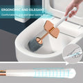 Toilet Brush and Holder Set Ergonomic - Odor Resistant Easy Clean Deep Scrub Bathroom Toilet Brush with Caddy Stand Hygienic Storage | Black | Bathroom Essentials Home Cleaning Accessories Gift