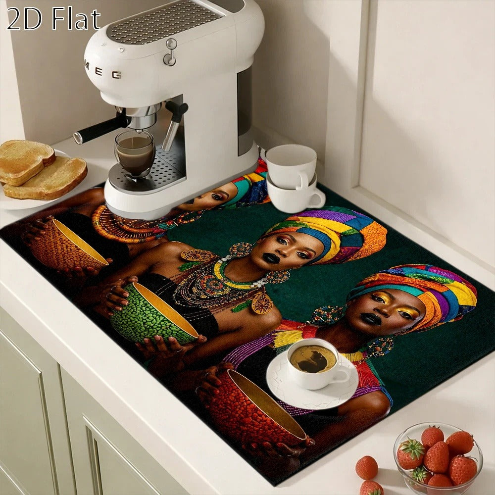 Stove Protector Mat African Tribal Pattern | Heat-Resistant Cooktop Cover for Gas Stove Induction Cooker & Oven | Reusable Non-Slip Kitchen Mat | Glass Countertop Washer Dryer Top Pad 28.35x20.47in