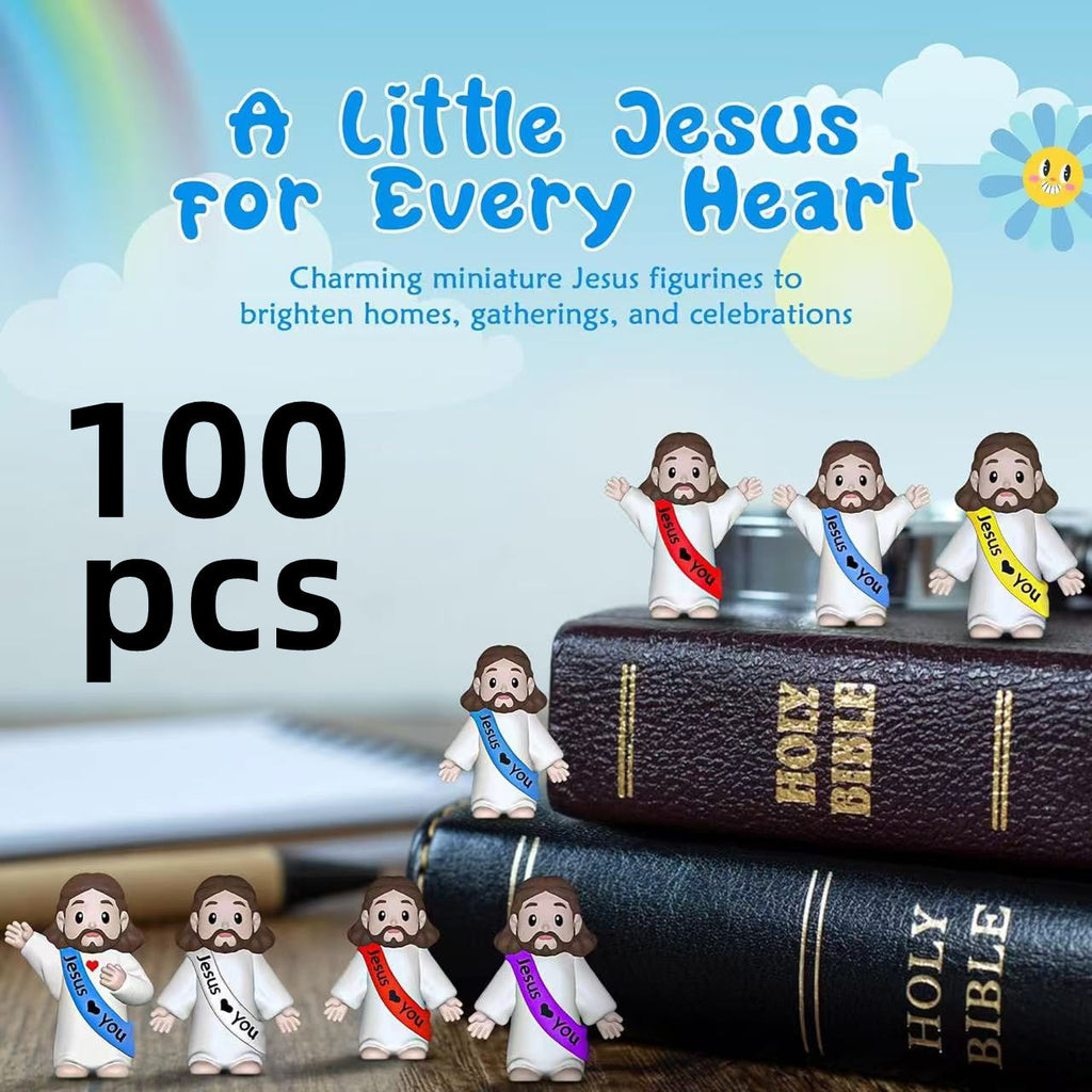 100pcs Mini Jesus Statue Party Favors - Religious Baptism First Communion VBS Crafts Gift Random Color