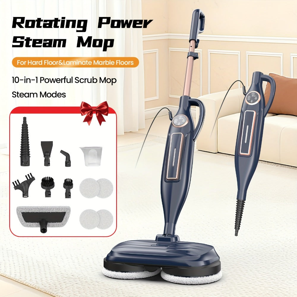 Steam Mop 10-in-1 Spinning Rotating Mop Pads with Steam Blaster Technology - 3 Steam Modes, LED Headlights, Lightweight Spin Mop for Hard Floor, Laminate & Marble, Washable Pads, VM6 Pro Series