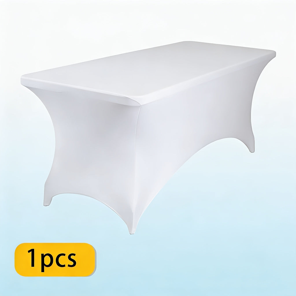 Spandex Tablecloth for 6 ft Rectangle Tables ¨C Elastic Fitted Table Cover for Events, Parties, Weddings & Banquets ¨C Wrinkle-Free Stretch Fabric in Black, White & Red, Indoor & Outdoor Use