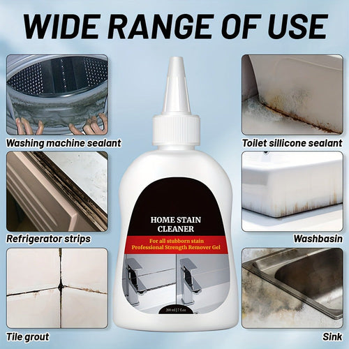 Black Stain Cleaner Gel 7 fl oz (200ml), Heavy Duty Cleaning Gel for Washing Machine, Refrigerator, Grout, Sink, Shower, Bathtub, Oven & Dishwasher ¨C Powerful Formula, Safe for Delicate Surfaces, No Harsh Fumes