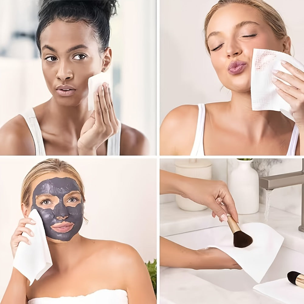 Disposable Face Towels Jumbo Ultra-Soft Extra Thick ¨C Highly Absorbent Dry Wet Dual-Use Facial Wipes for Makeup Removal, Facial Cleansing, Spa & Travel, All Skin Types, 50 / 100 / 150 Sheets per Pack
