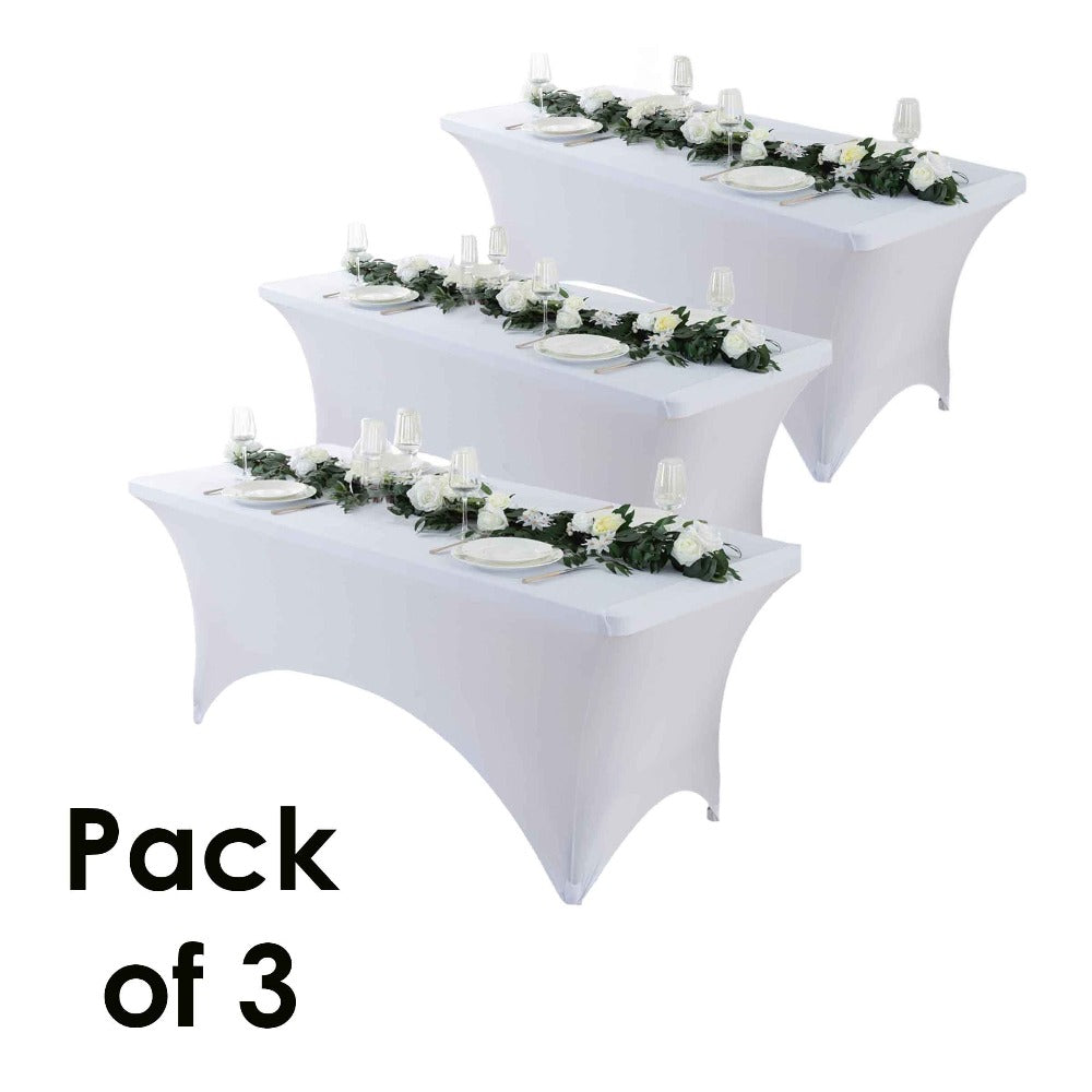 Spandex Tablecloth Stretch Table Cover Fitted Rectangle Table Cloth for Wedding Party Event 3/5pcs White Black