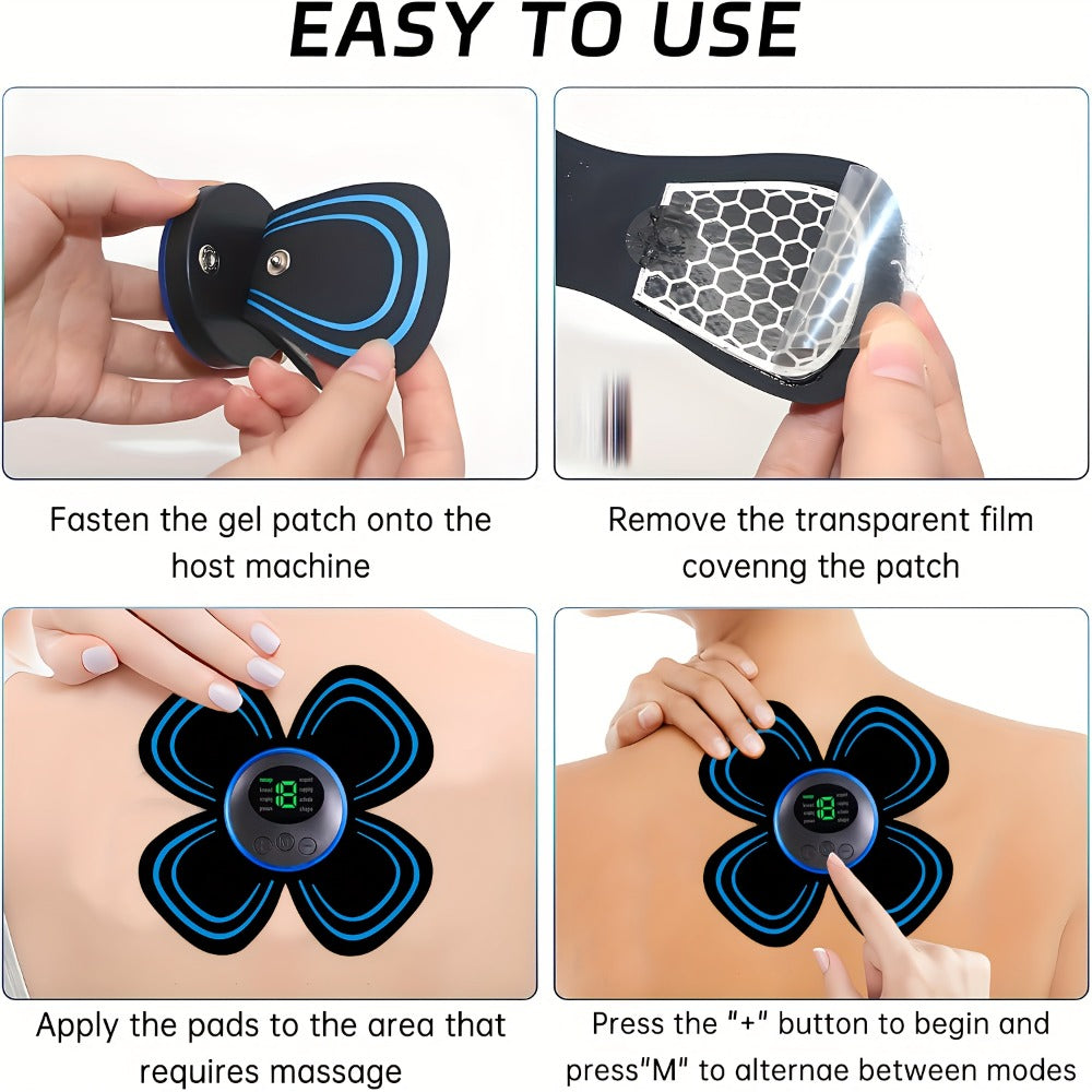 EMS Muscle Stimulator Massager Patch ¨C Full Body Electric Massage Device with 8 Modes & 19 Intensity Levels for Shoulder, Arm, Leg, Waist & Cervical Spine Pain Relief