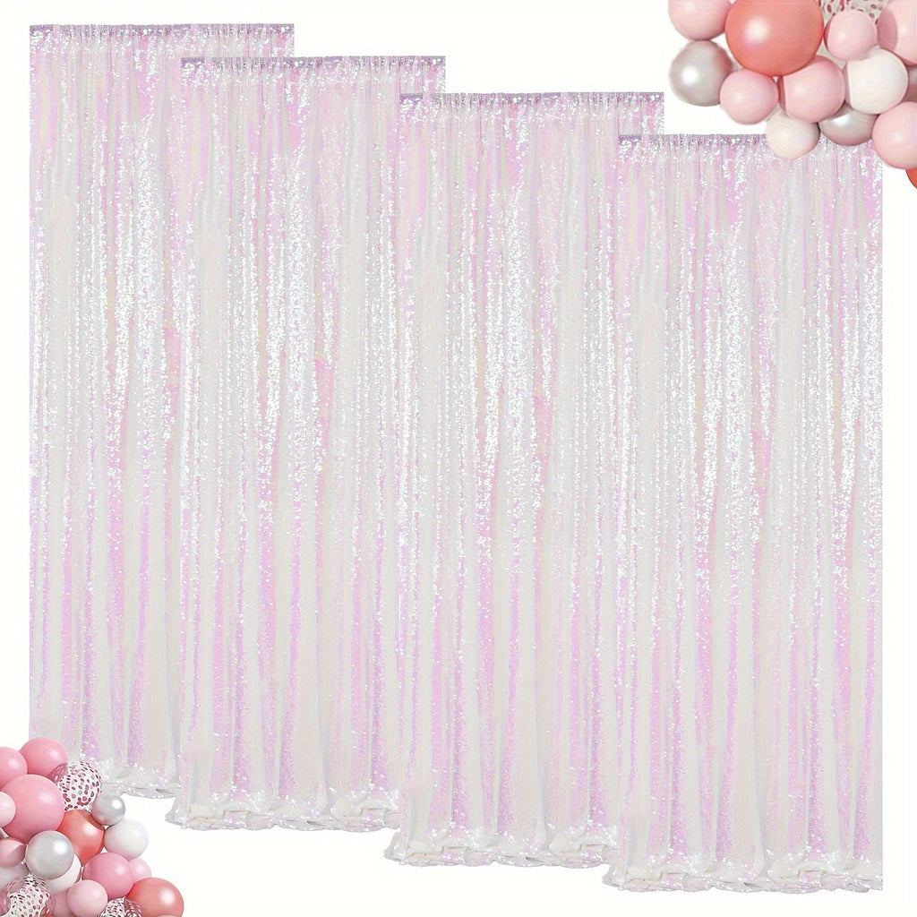 Sequin Backdrop Curtain for Party Wedding - 4x8ft Shimmering Glitter Curtain for Birthday Photo Booth Stage Decoration, Easy Hang, Multi-Color
