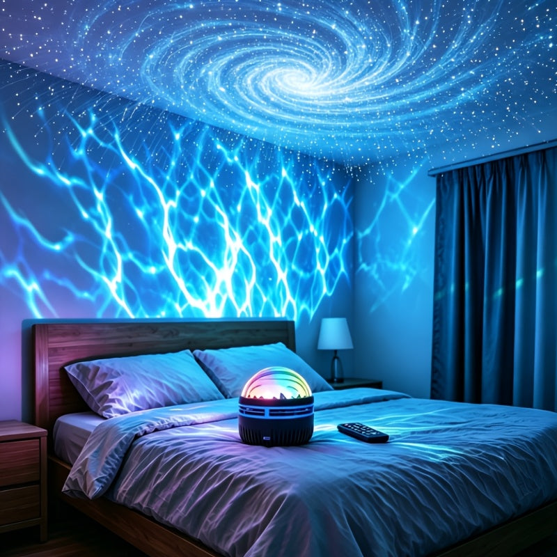 LED Star Projector Night Light USB Powered, 7-Star Galaxy Starry Sky & Water Ripple Effect Lamp for Bedroom Camping Wedding Home Decor, Holiday Gift
