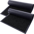 Door Mat 2-Pack Indoor Outdoor Welcome Entryway Rug Non-Slip Low Profile Polyester Floor Mat for Front Door Patio Porch Mudroom