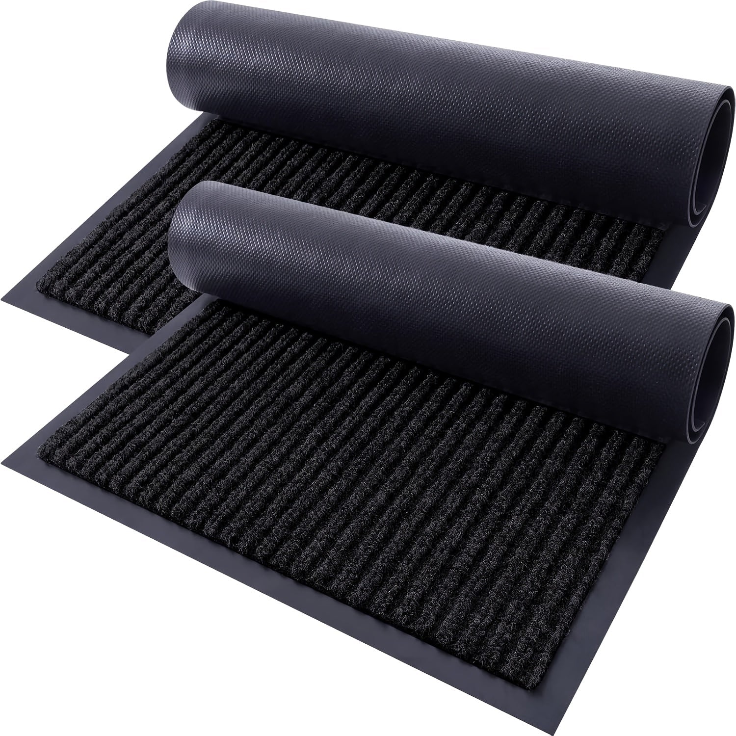 Door Mat 2-Pack Indoor Outdoor Welcome Entryway Rug Non-Slip Low Profile Polyester Floor Mat for Front Door Patio Porch Mudroom