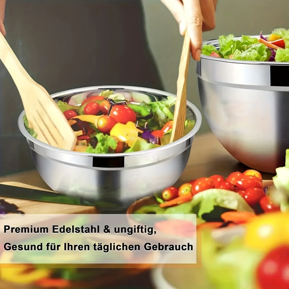 Stainless Steel Mixing Bowls with Airtight Lids Set of 14 Seven Nesting Bowls 0.7 to 4.5QT for Mixing Serving Salad Food Prep Kitchen Storage