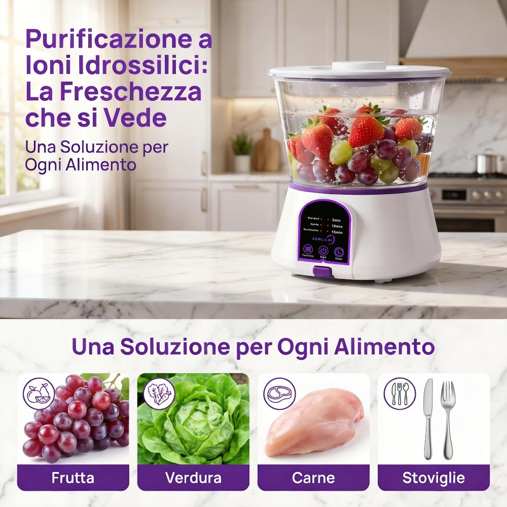 Fruit and Vegetable Cleaner Machine Ultrasonic Purifier Multifunctional Household Food Cleaning Device Rechargeable for Removing Pesticides Bacteria Single Dual Battery Options