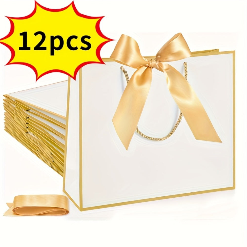 Gift Bags with Handles for Party Favors - Butterfly Ribbon Thank You Bags Wedding Baby Shower Birthday Bridesmaid Housewarming Autumn Celebration Elegant Packaging 12 24 36pcs