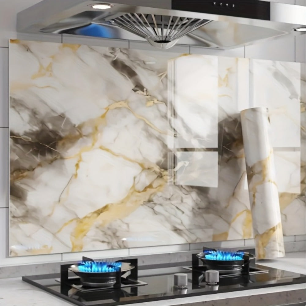 3D Marble Peel and Stick Wall Tile Stickers Self Adhesive Removable Wallpaper Roll for Kitchen Backsplash Bathroom Living Room Bedroom Wall Decor Glitter Glam Glossy Finish