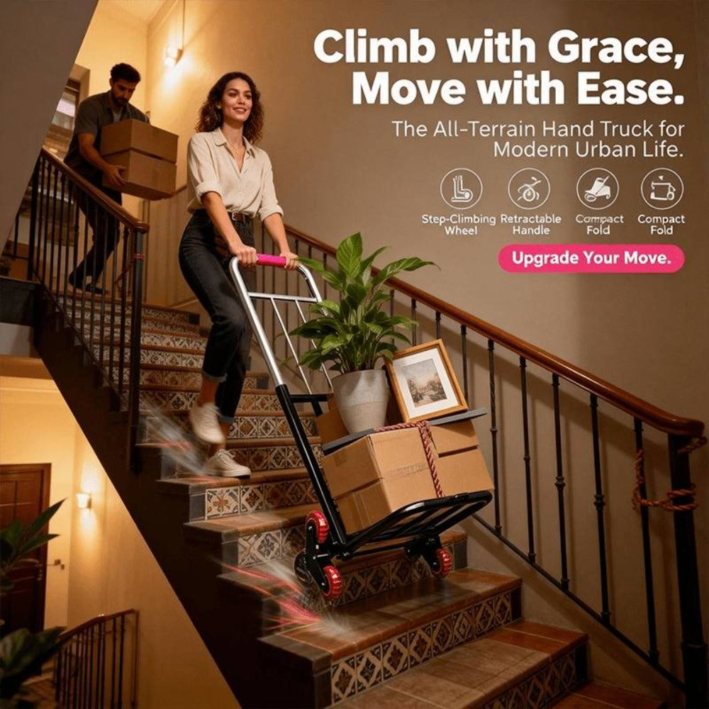 Folding Hand Truck Stair Climbing Wheels Heavy Duty 220 450 680 LBS Capacity Compact Collapsible Handcart Dolly for Home Warehouse Grocery Moving Office Material Handling