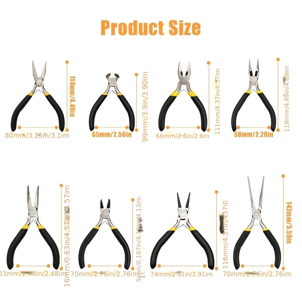Jewelry Making Pliers Set 3/14pcs Tool Kit - Professional Round Nose, Flat Nose & Needle Nose Pliers, Wire Cutters, Tweezers, Scissors, Vernier Caliper, Storage Bag, for Beading, Wire Wrapping & DIY