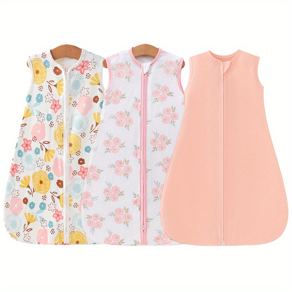 Baby Sleeping Bag 2/3pcs Two-Way Zip Wearable Blanket Anti-Kicking Swaddle 0-24 Months Boys Girls Lightweight Air-Conditioned Room