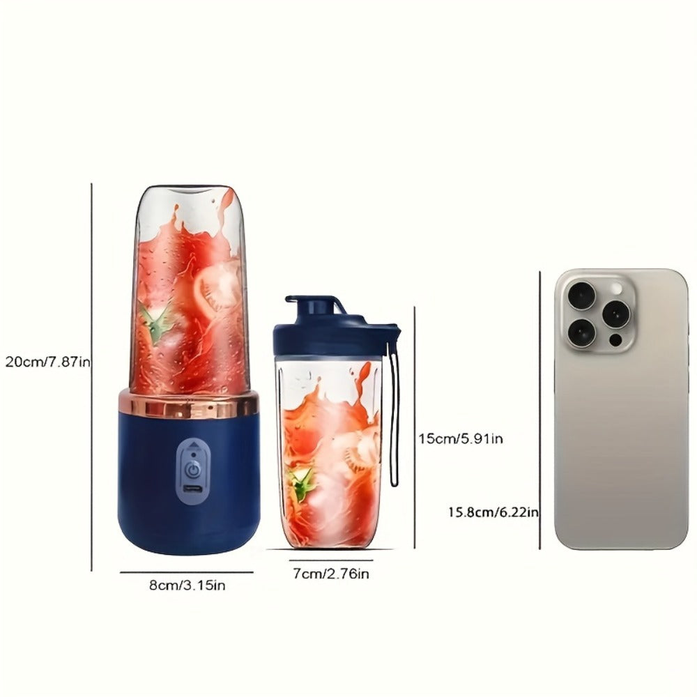 Portable Double Cup Blender & Juicer 2 Sets USB Rechargeable - 1500mAh Personal Mixer with Cups & Motor Base for Smoothies, Milkshakes & Drinks, Travel Blender Gift, Purple Blue Pink White