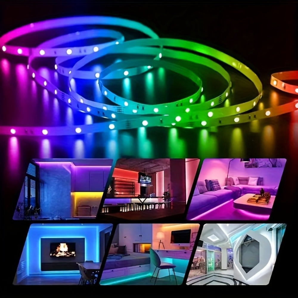 RGB LED Light Strip 5050 SMD USB Powered - Multi-Color Cuttable LED Strip with 3-Button Controller, Easy Install for Home Decor Living Room Bedroom TV Background Christmas Party Stage, 3M / 4M / 15M