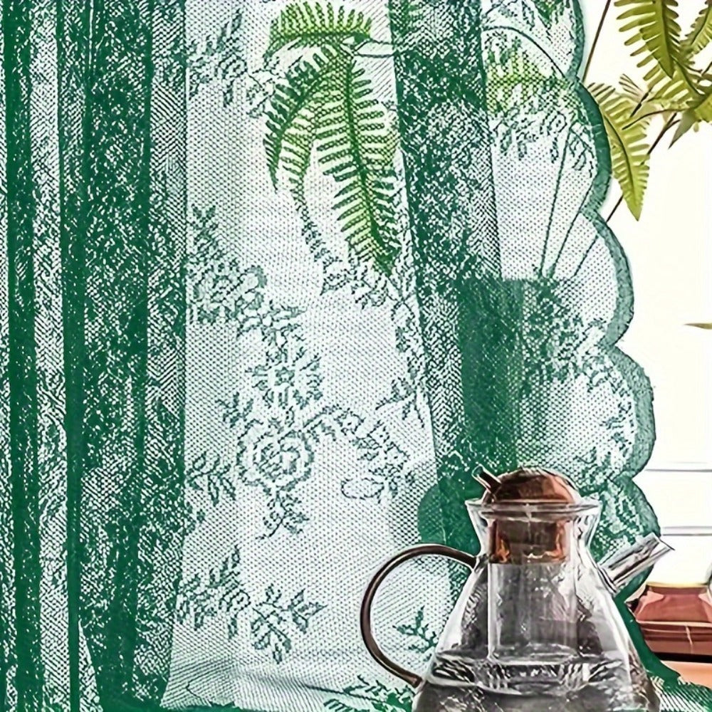 Sheer Lace Curtains 2 Panels Bohemian Floral Semi-Transparent Rod Pocket Window Curtains for Living Room Bedroom All Seasons