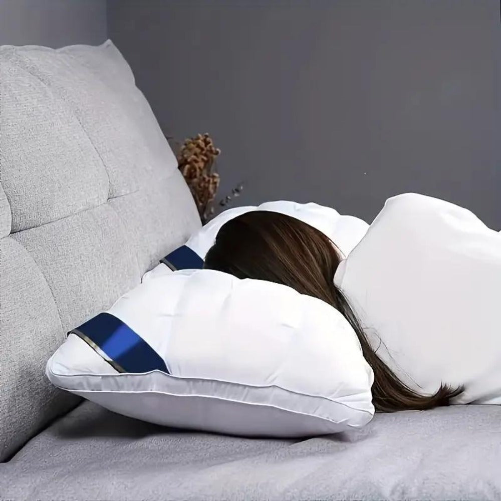 Hotel Quality Pillow Soft Polyester Fiber Bed Pillow with Zipper Closure for Deep Sleep Neck Support, Machine Washable All Season Pillow for Home Bedroom, White Grey 1 2 4 Pack