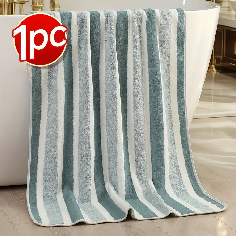 Microfiber Bath Towel Set No Hair Loss - Ultra Soft Highly Absorbent Quick Dry Two-Color Striped | 1 or 4 Pack | 27x55in | Slate Gray Berry Red Pine Green Multi | Beach Spa Gym Home Bathroom