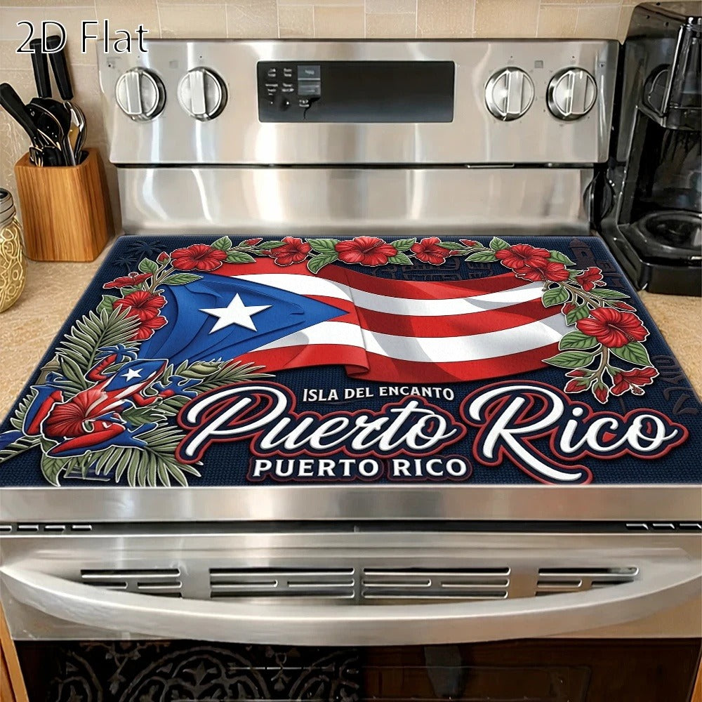 Cooktop Protector Mat Puerto Rico Style | Heat-Resistant Non-Stick Stove Cover Pad | Reusable for Gas Stove, Induction Cooker, Glass Cooktop, Oven & Washer Dryer Top