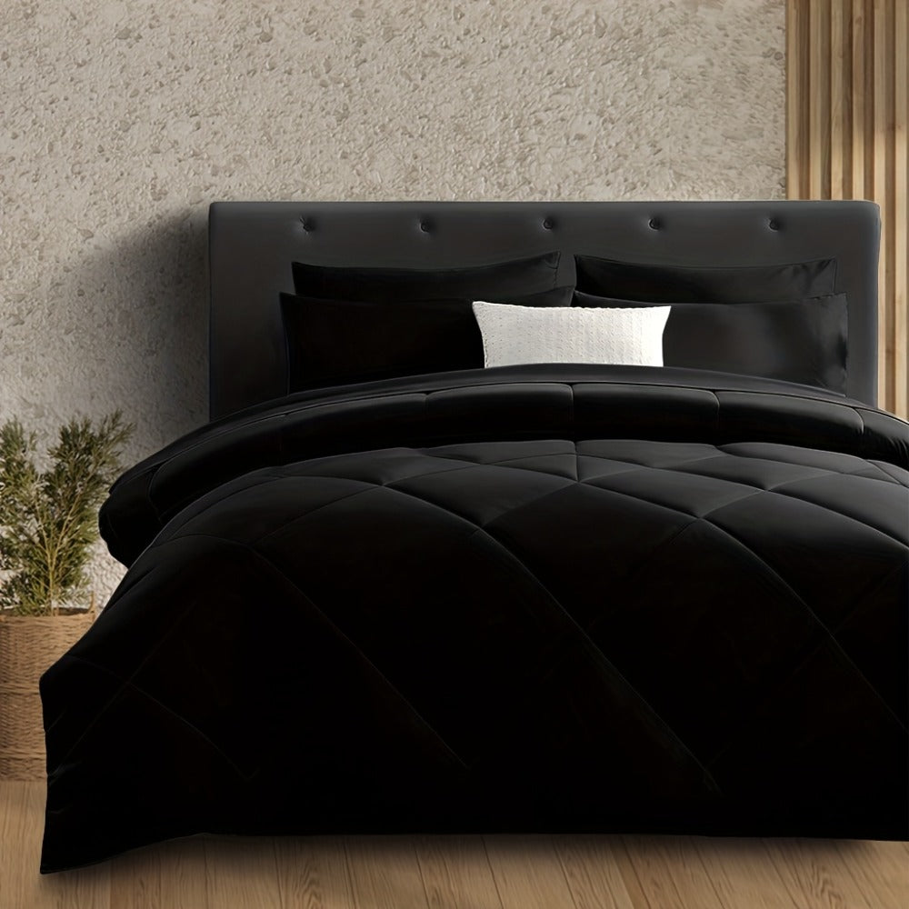 Cooling Comforter Set 2/3 Pcs ¨C Soft Fluffy Microfiber Lightweight Breathable Quilt, Rhombus Grid Solid Color Bedding for All Seasons, Twin Queen King ¨C Multiple Colors Available