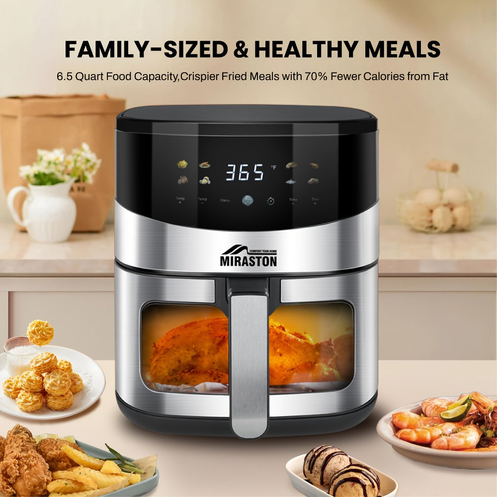 Air Fryer Smart Touch Screen ¨C 2.8QT & 6.5QT with Color Icons, Viewable Window, 8 Preset Recipes & Manual Adjustments, Dishwasher-Safe Basket for Family Meals & Party Cooking