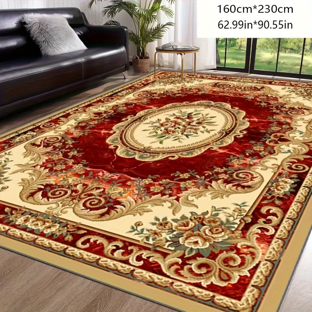 Red Imitation Cashmere Anti-Slip Washable Area Rug for Living Room Bedroom Dining Room Home Office Outdoor