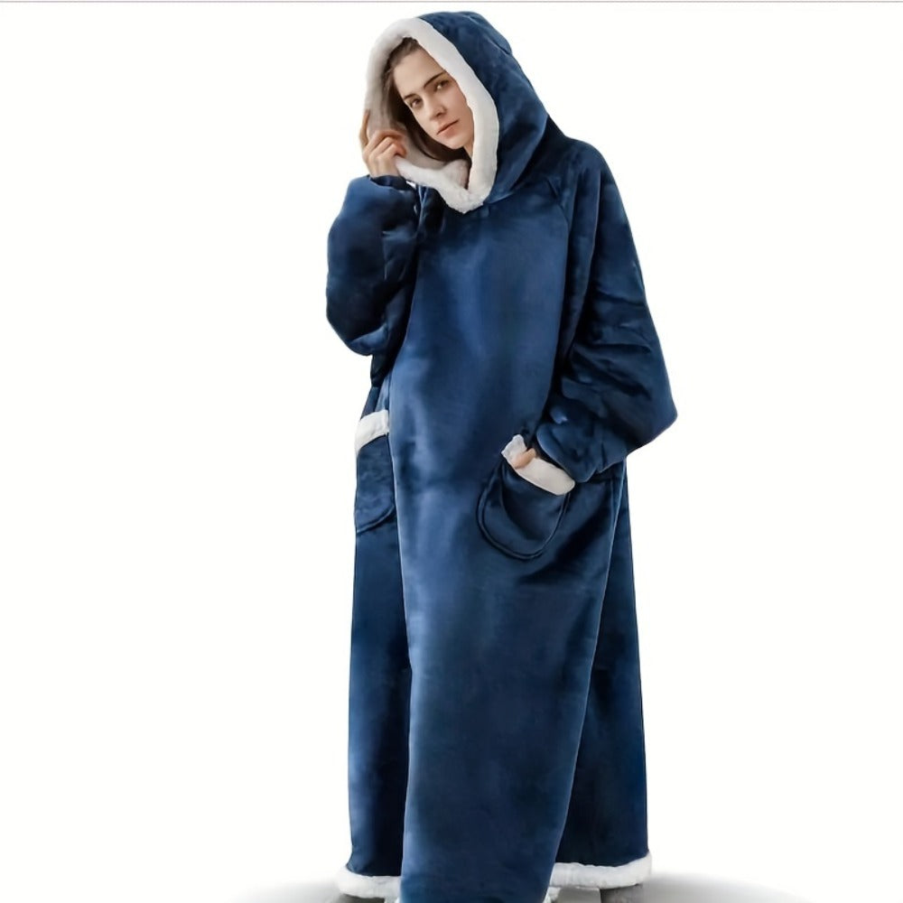 Wearable Blanket with Sleeves ¨C Oversized Long Flannel Hoodie Sweatshirt Pullover for Women & Men, Giant TV Blanket, 2 Colors