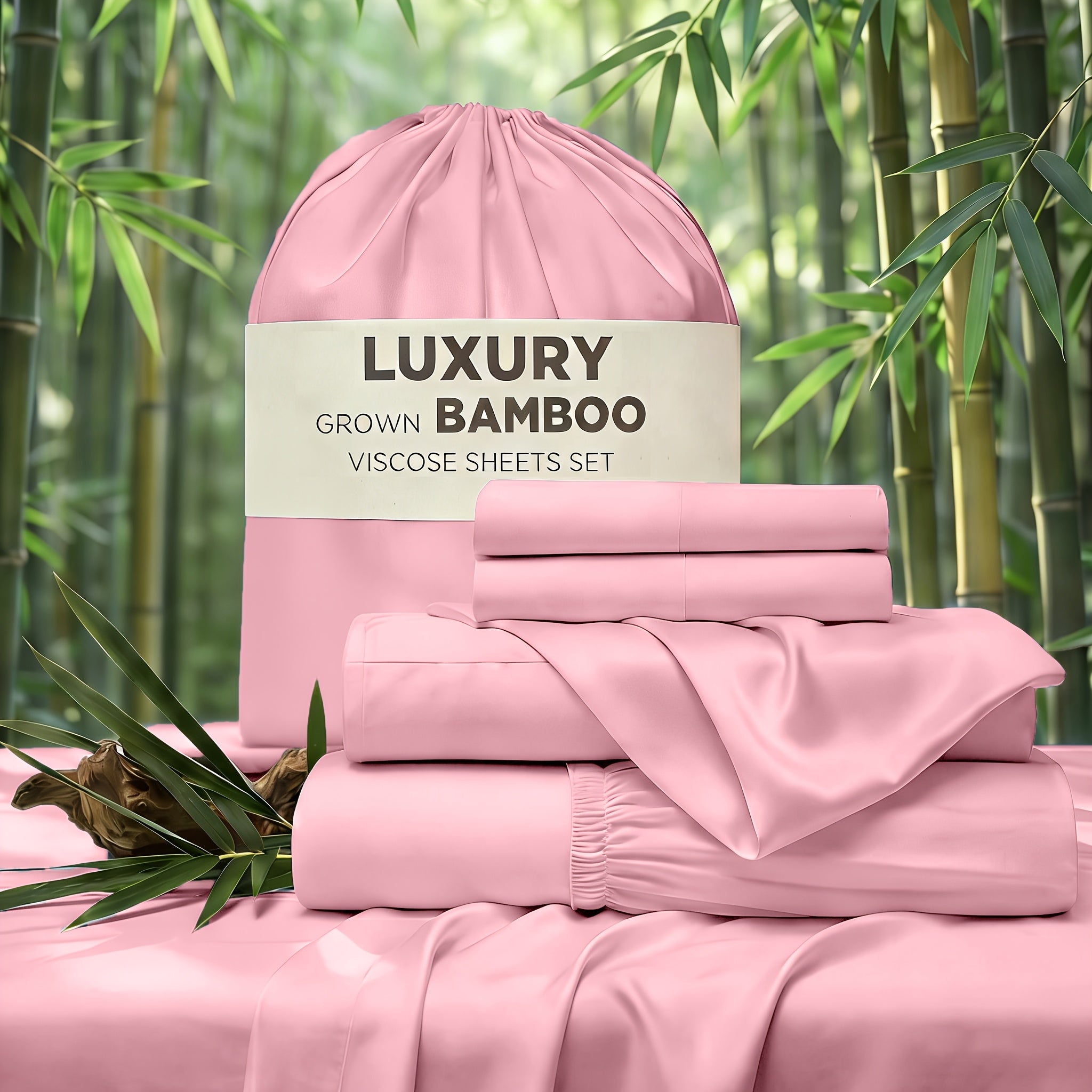 Cooling Bed Sheet Set 4 Piece Bamboo Rayon Deep Pocket Twin Full Queen King Extra Soft Wrinkle Fade Stain Resistant Hotel Luxury Pillowcase Bedroom Decor