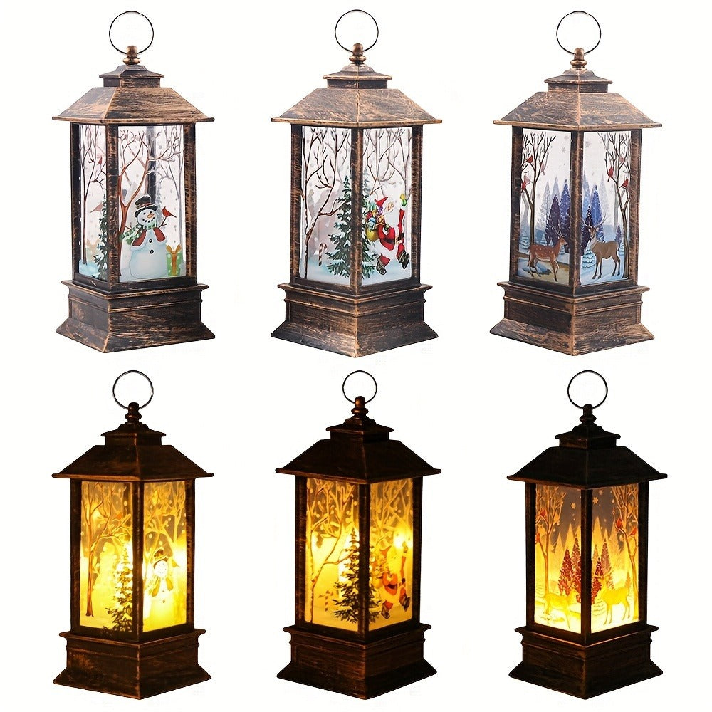 Christmas Lantern Candlestick Nightlight Set 3pcs ¨C Santa Snowman LED Table Decoration Light Battery Operated Holiday Home Decor
