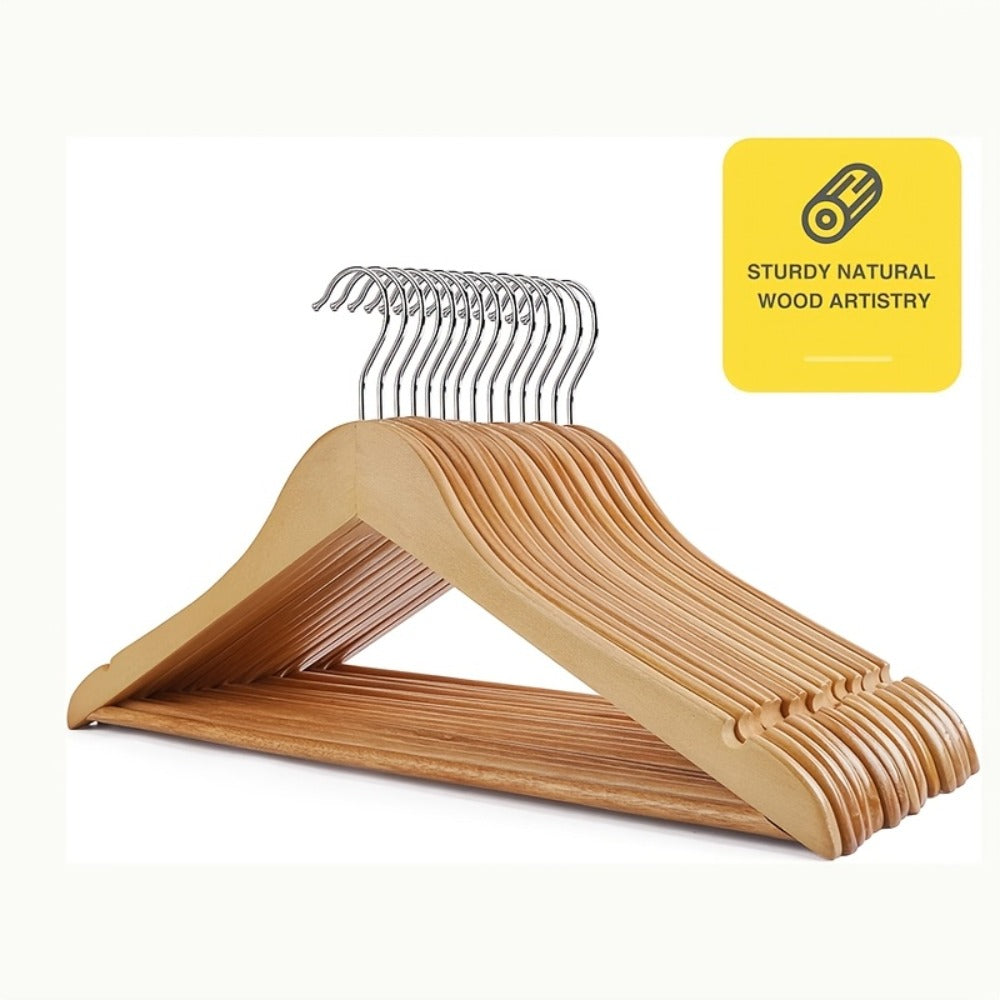 Solid Wood Clothes Hangers Heavy Duty ¨C 10/20/30 Pack Champagne Sturdy Wooden Coat Hangers for Jackets, Dresses & Heavy Coats | Space-Saving Wardrobe Hangers for Home, Office & Hotel Closet Organization