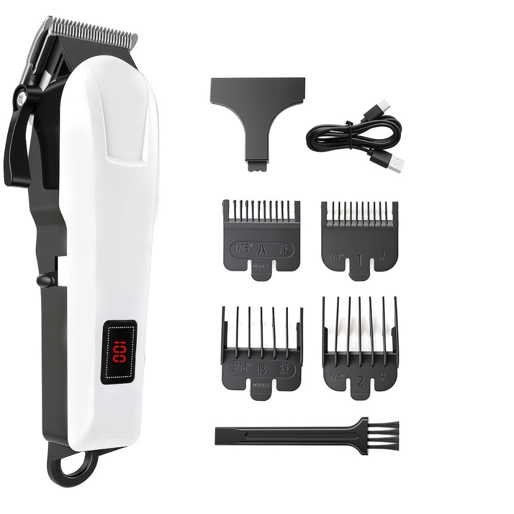Men's Hair Clipper Set Cordless Beard Trimmer Electric Shaver Grooming Kit with LCD Display USB-C Rechargeable for Home Barber Haircut Mustache Travel Father's Day Gift