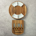 Acacia Wood Charcuterie Board Set Circular Cheese Board with Drawer Knife Set & Ceramic Bowls | Premium Serving Platter Gift Set for Housewarming Bridal Shower Wedding Birthday Women 13x13 Inch