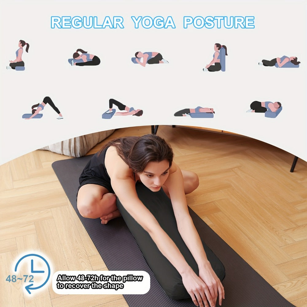 Yoga Bolster Pillow for Restorative Yoga & Meditation - Memory Foam Support Pillow with Removable Velvet Cover, Home Office Travel