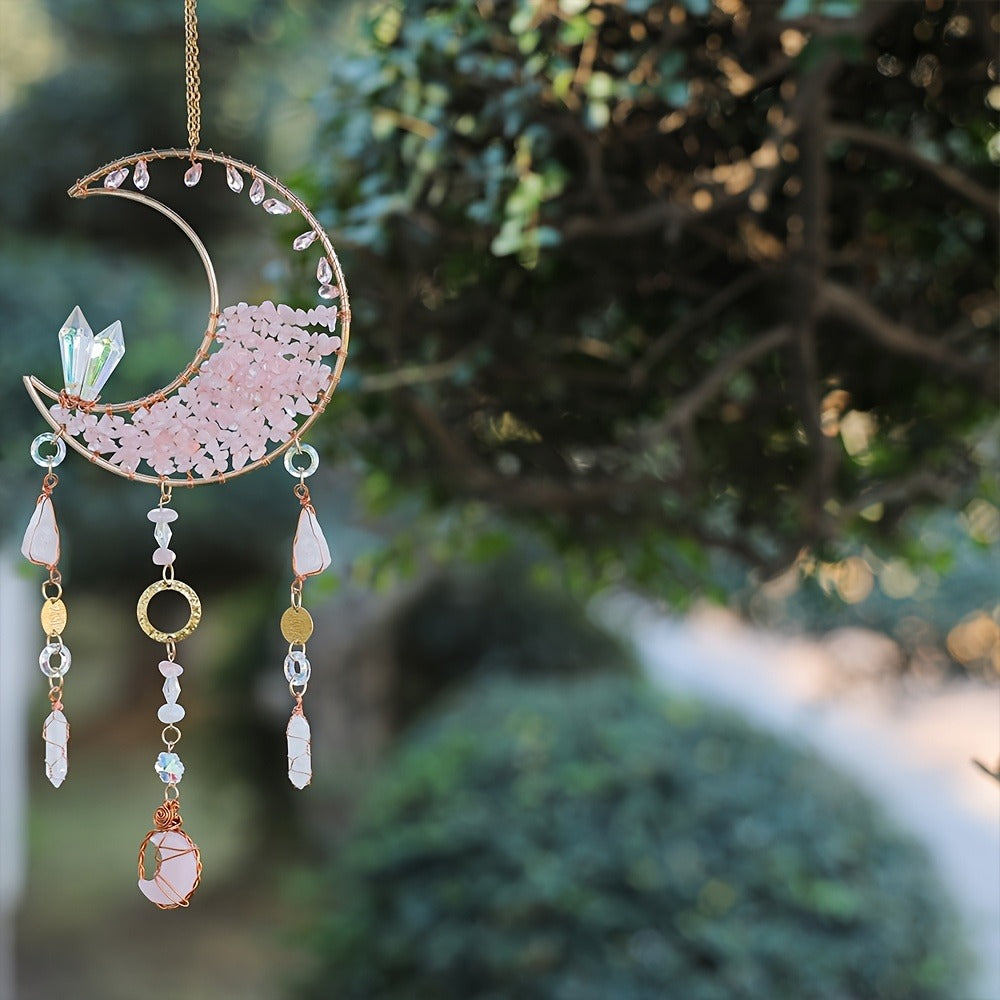 Dreamcatcher Moon Suncatcher Wall Hanging ¨C Handmade Boho Wind Chime Pendant for Indoor Outdoor Garden, Courtyard & Party Decor ¨C Christmas & Birthday Gift