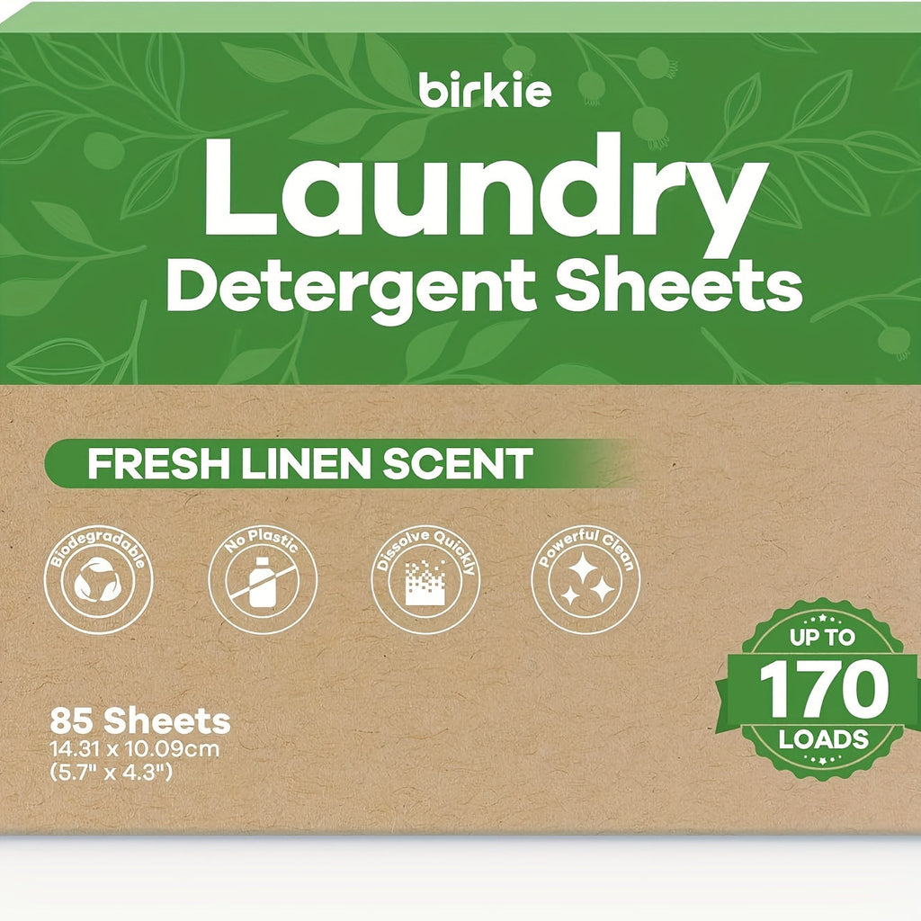 Laundry Detergent Sheets 170 Loads ¨C 85 Sheets, Liquidless Eco-Friendly Washer Sheets, No Plastic Jug, Fresh Linen Scent