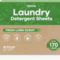 Laundry Detergent Sheets 170 Loads ¨C 85 Sheets, Liquidless Eco-Friendly Washer Sheets, No Plastic Jug, Fresh Linen Scent